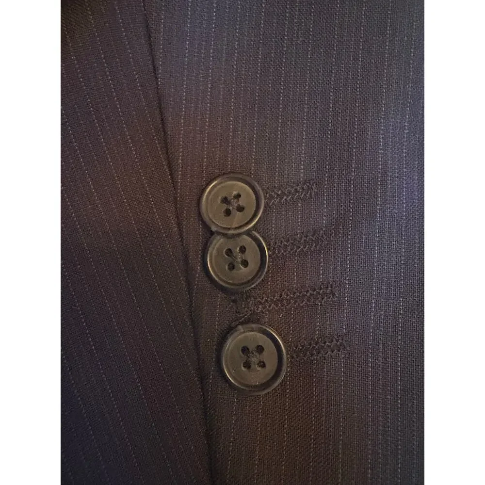 Banana Republic Blazer Jacket Mens 42R Navy Blue Micro-stripe Wool Sportcoat